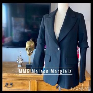 MM6 Maison Margiela Blazer  Removable Armband in Virgin Wool Blend
